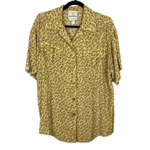 Vintage Joseph Ribkoff Leopard Print Short Sleeve Button Down Shirt Size…